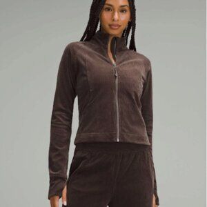 Lululemon Scuba Track Jacket Velvet Cord Espresso Brown Full‎ Zip Womens 12